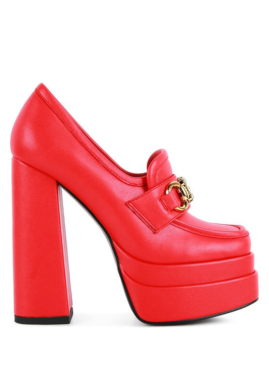 "Bratz" Hi Block Heel/Platform Jewel Loafers from London Rag by Rag & Co (3 colors) side view in the color red