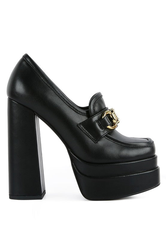 "Bratz" Hi Block Heel/Platform Jewel Loafers from London Rag by Rag & Co (3 colors) side view in the color black