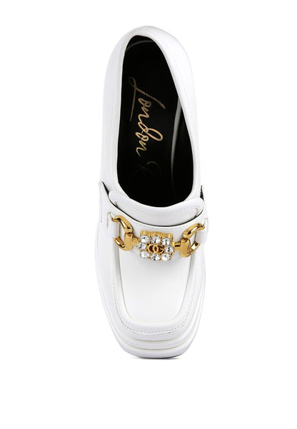 "Bratz" Hi Block Heel/Platform Jewel Loafers from London Rag by Rag & Co (3 colors) top view of the color white