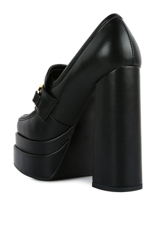 "Bratz" Hi Block Heel/Platform Jewel Loafers from London Rag by Rag & Co (3 colors) back view in the color black