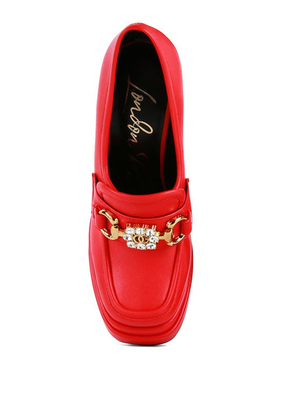 "Bratz" Hi Block Heel/Platform Jewel Loafers from London Rag by Rag & Co (3 colors) top view in the color red